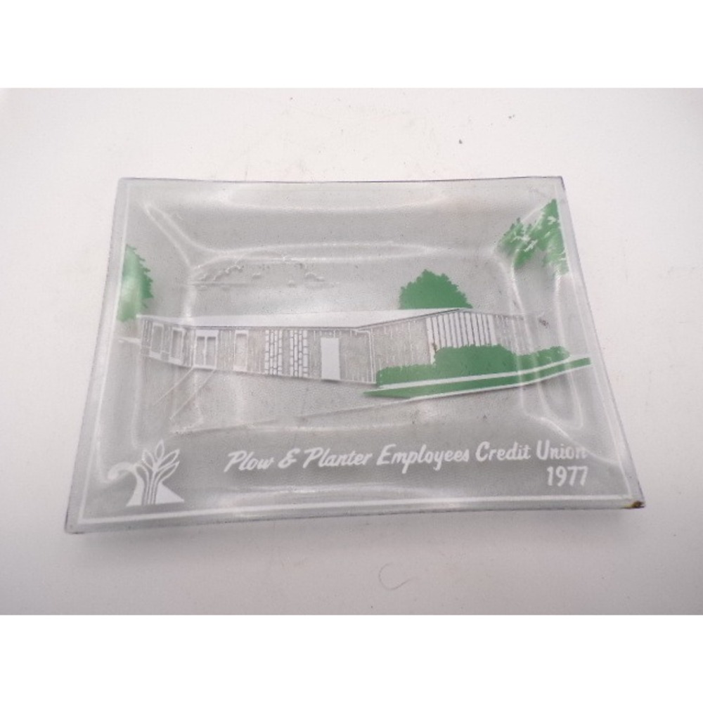 Plow and Planter‎ Employees Credit Union 1977 Glass Ashtray Dish Souvenir